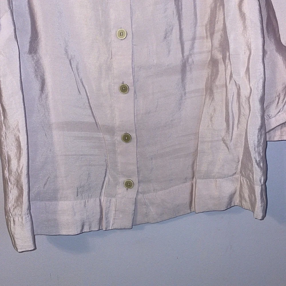 J. Jill Light Purple Square Neckline 3/4 Sleeve Button Front Blouse Size MP - Picture 3 of 14